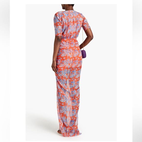 EYWASOULS MALIBU Elke Wrap-effect ruched chiffon midi dress - Picture 2 of 10